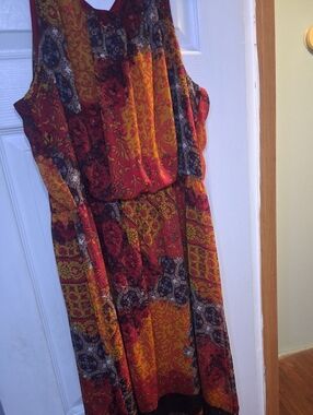 Cato Sleeveless Maxi Dress in Red, Gold and Black